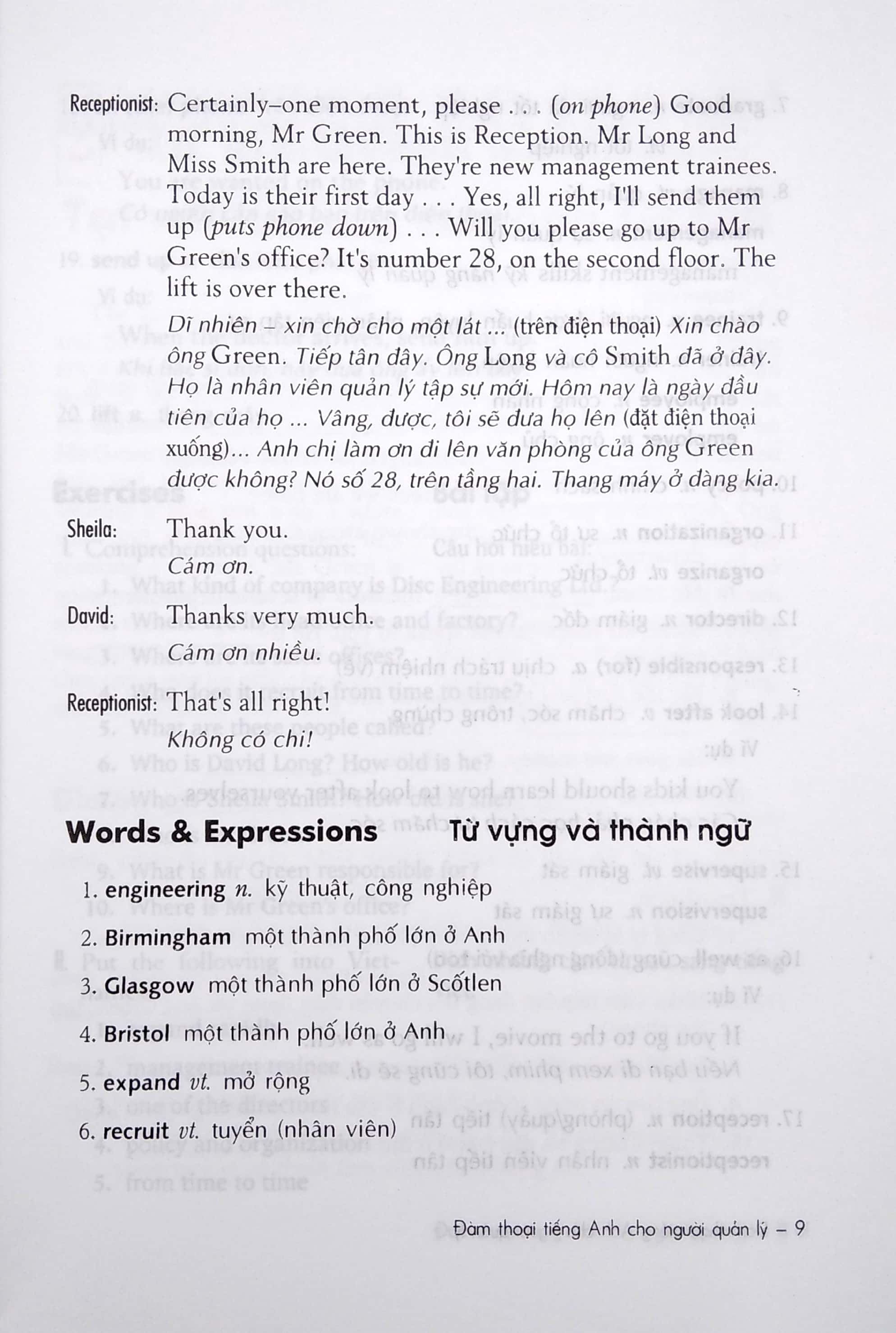 đàm thoại tiếng anh cho người quản lý