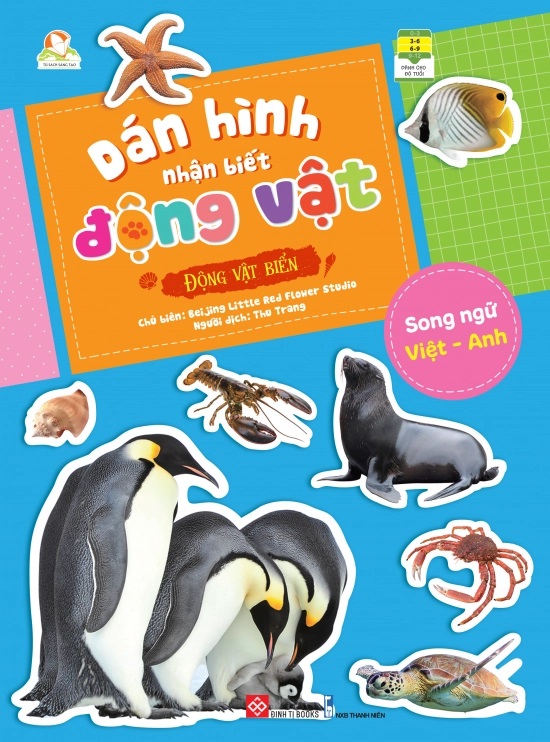 dán hình nhận biết động vật - động vật biển (song ngữ việt-anh)