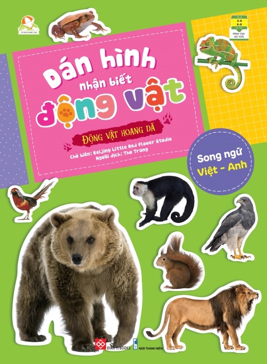 dán hình nhận biết động vật - động vật hoang dã (song ngữ việt-anh)