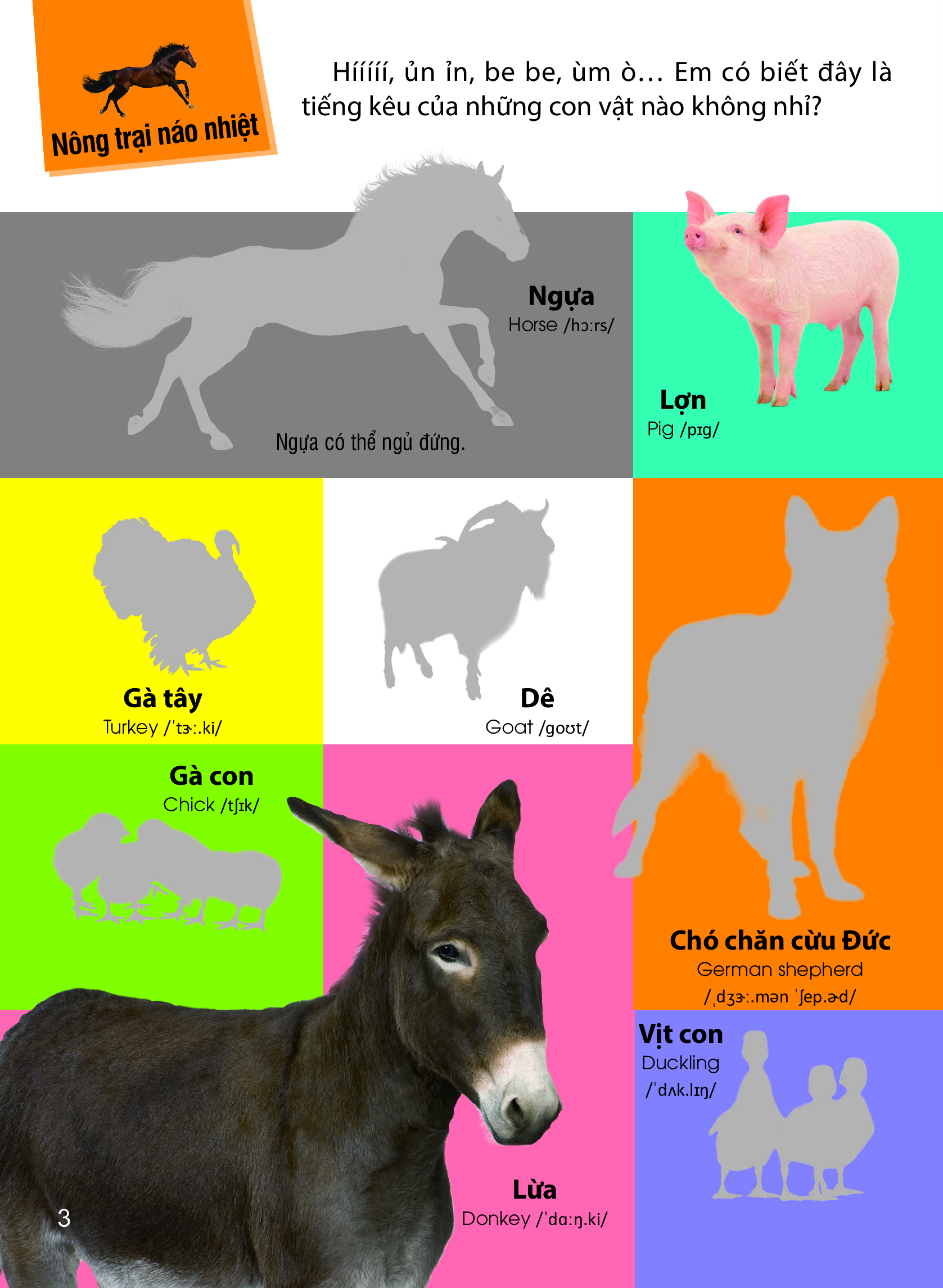 dán hình nhận biết động vật - những loài vật dễ thương (song ngữ việt-anh)