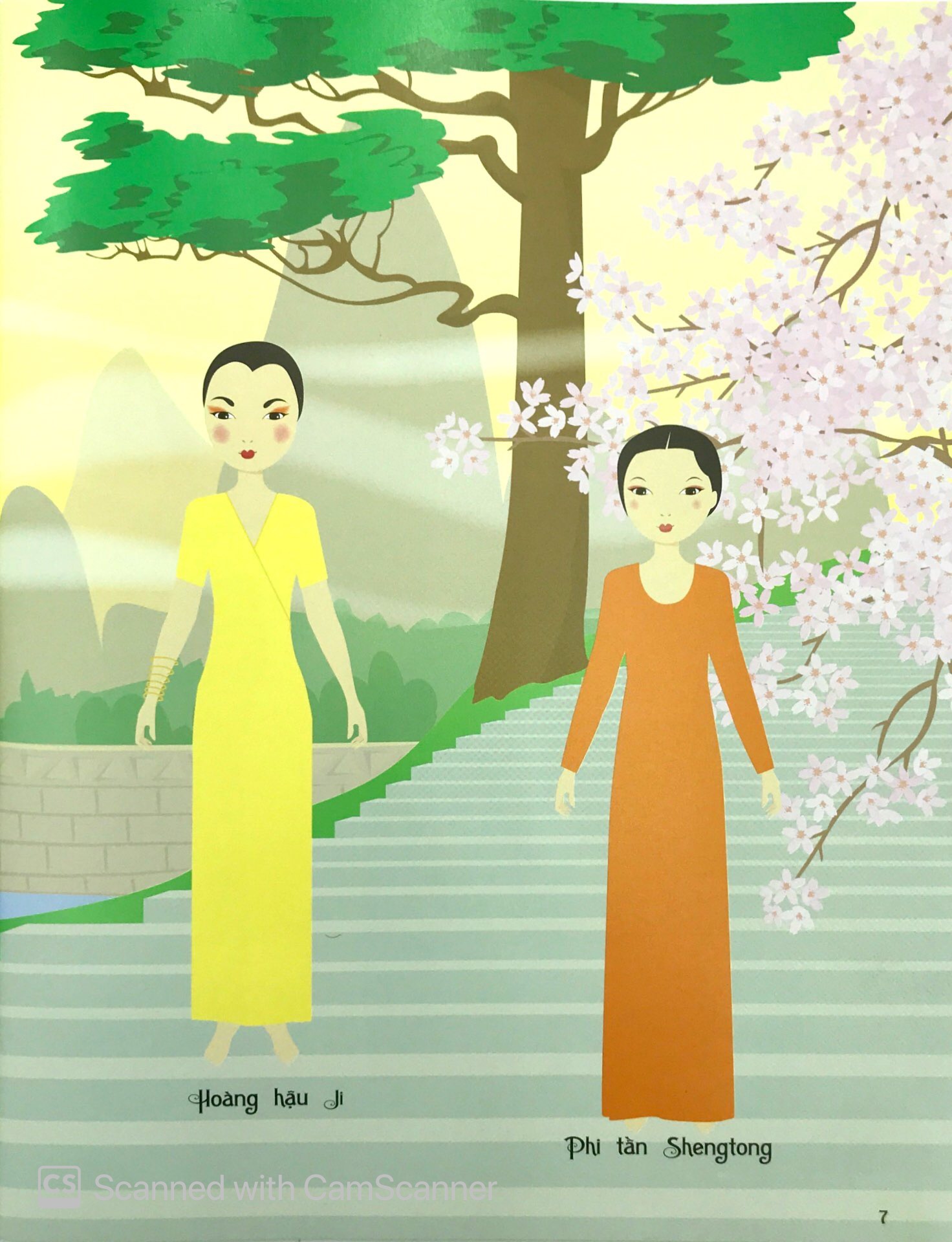 dán hình sáng tạo trang phục búp bê - thời trang xưa