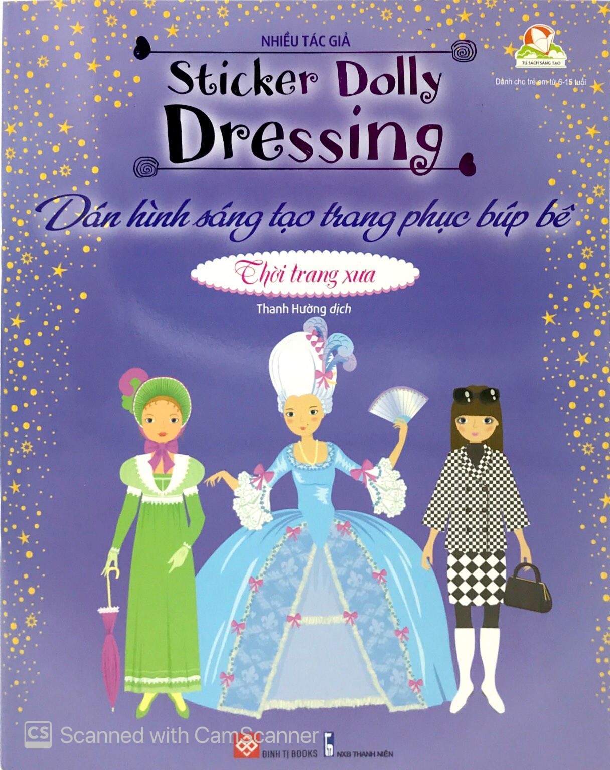 dán hình sáng tạo trang phục búp bê - thời trang xưa