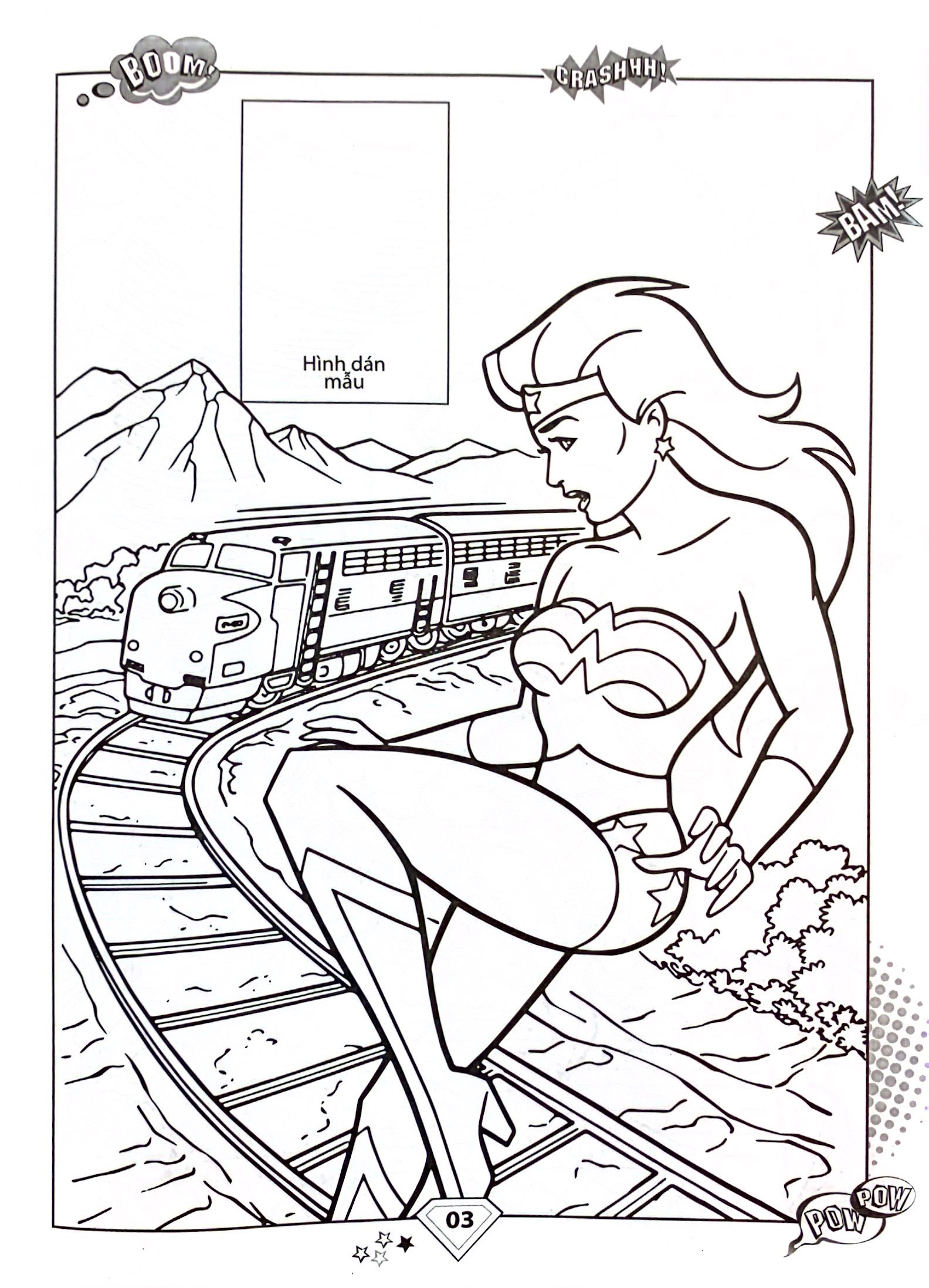 dán hình & tô màu superhero - wonderman