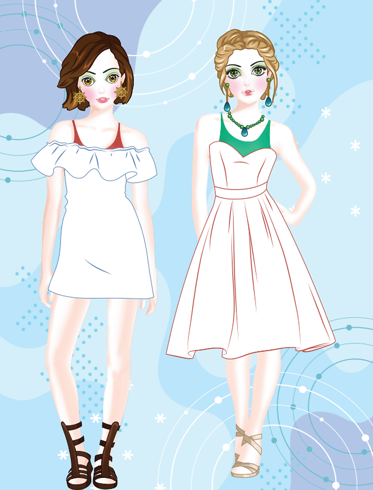 dán hình và tô màu búp bê - nhà thiết kế thời trang - đáng yêu - sticker trong suốt