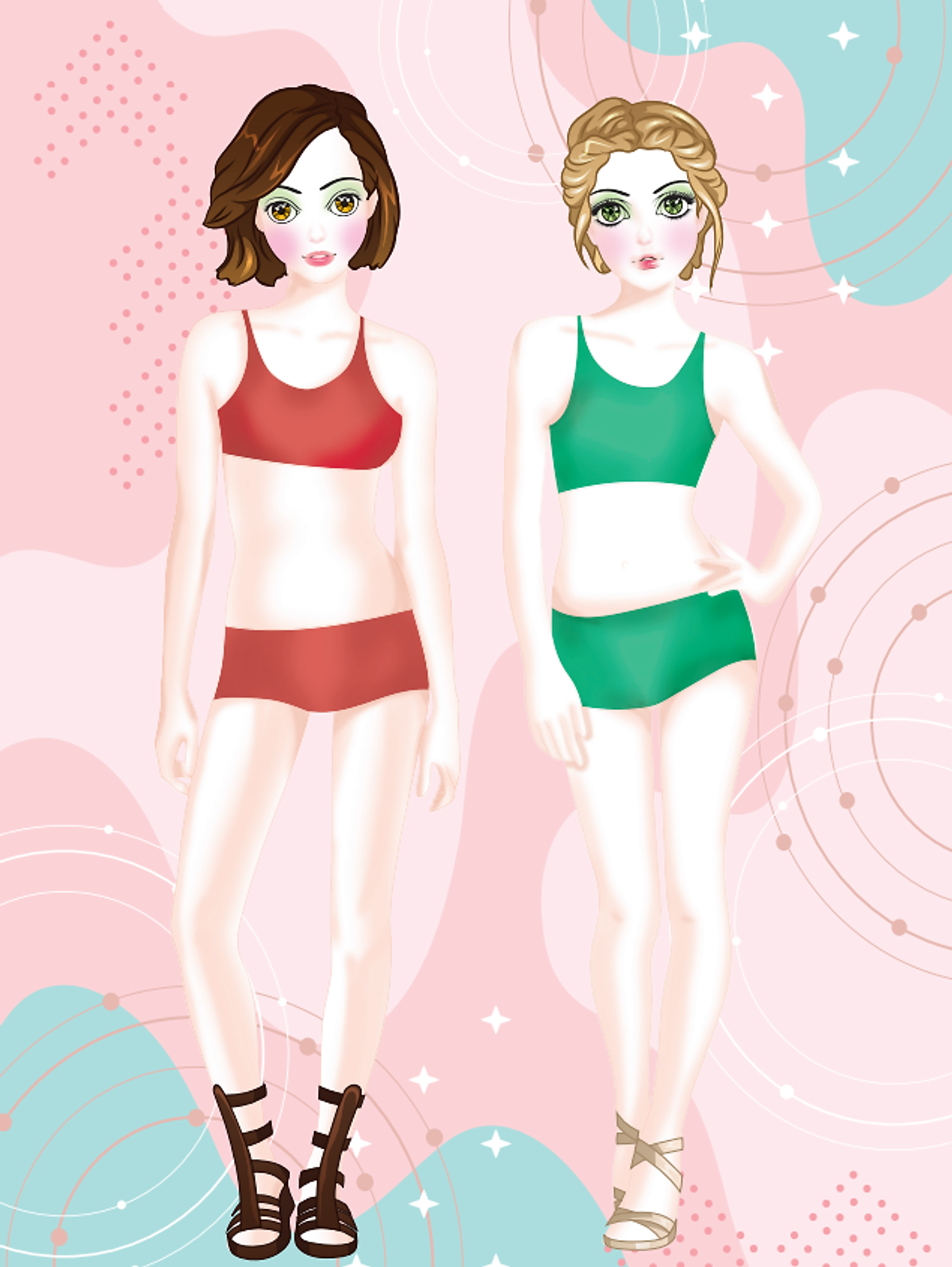 dán hình và tô màu búp bê - nhà thiết kế thời trang - đáng yêu - sticker trong suốt