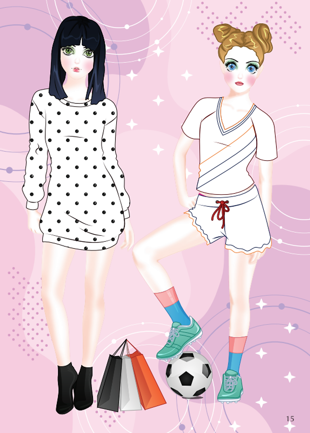 dán hình và tô màu búp bê - nhà thiết kế thời trang - quyến rũ - sticker trong suốt