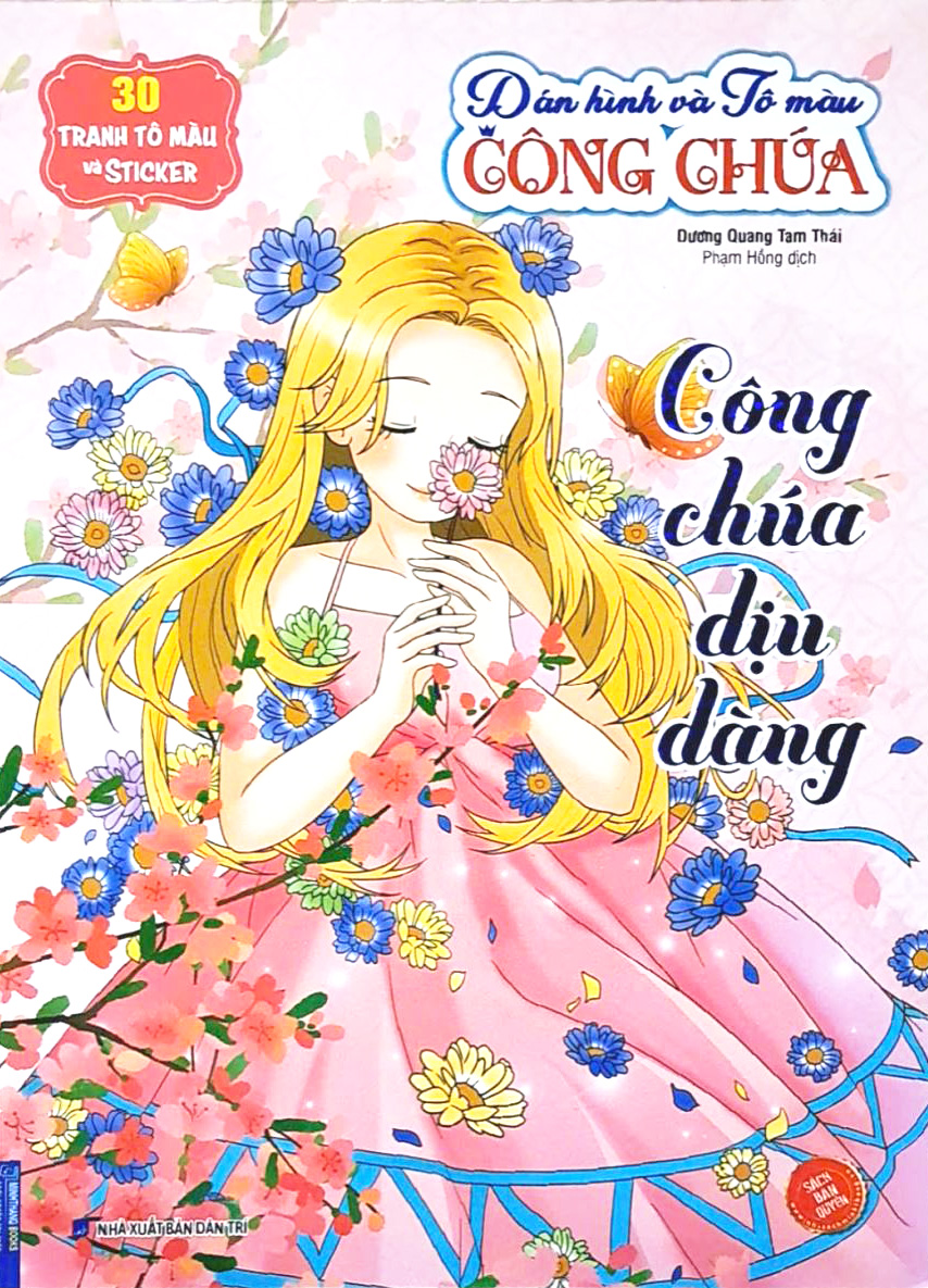 dán hình và tô màu công chúa - công chúa dịu dàng (30 tranh tô màu và sticker)