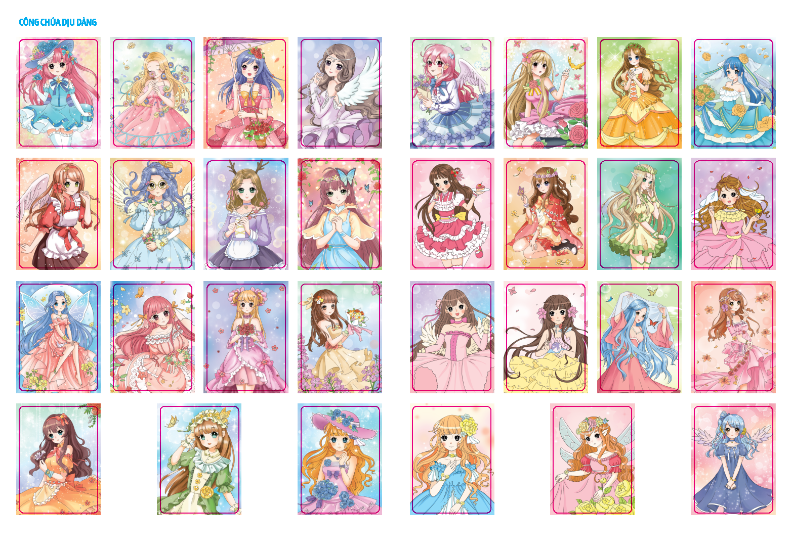 dán hình và tô màu công chúa - công chúa dịu dàng (30 tranh tô màu và sticker)