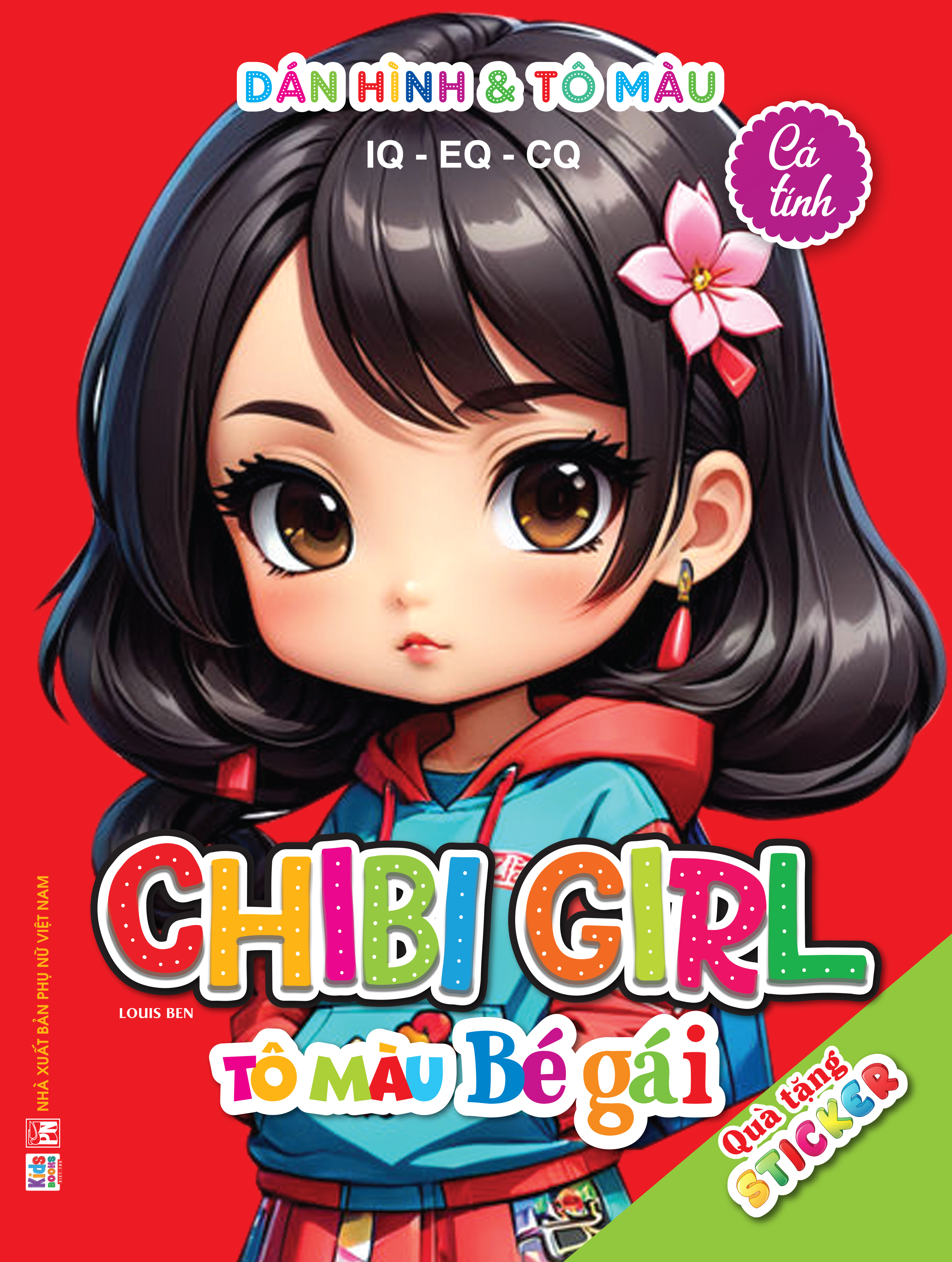 dán hình và tô màu iq-eq-cq - chibi girl - tô màu bé gái - cá tính