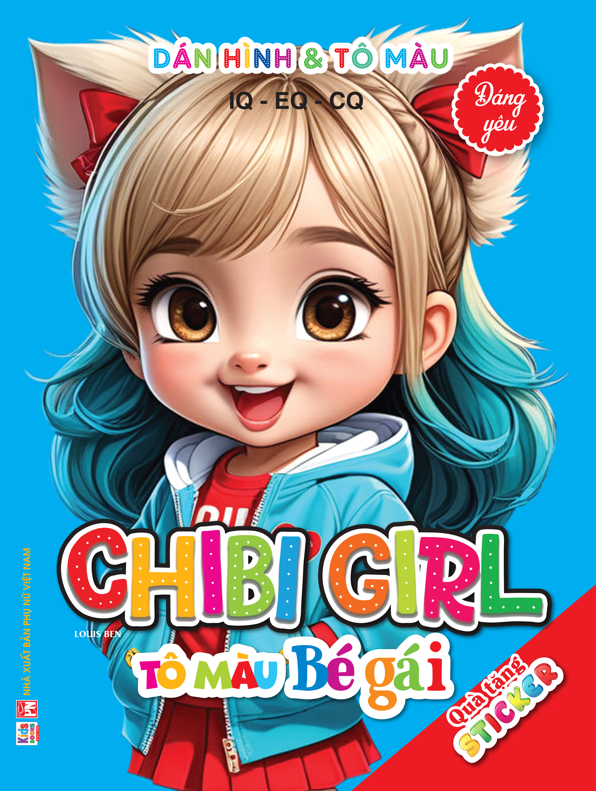 dán hình và tô màu iq-eq-cq - chibi girl - tô màu bé gái - đáng yêu