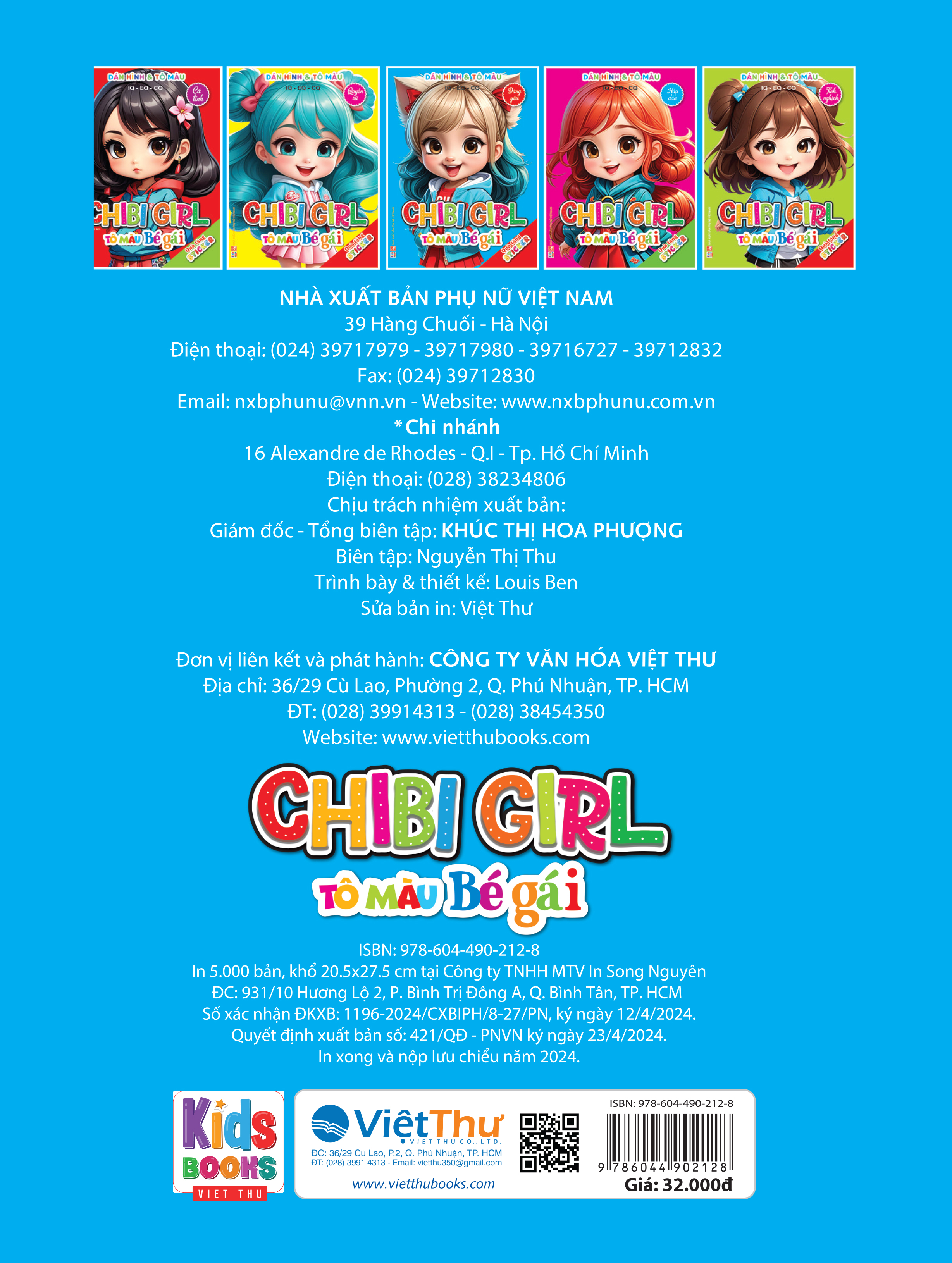 dán hình và tô màu iq-eq-cq - chibi girl - tô màu bé gái - đáng yêu