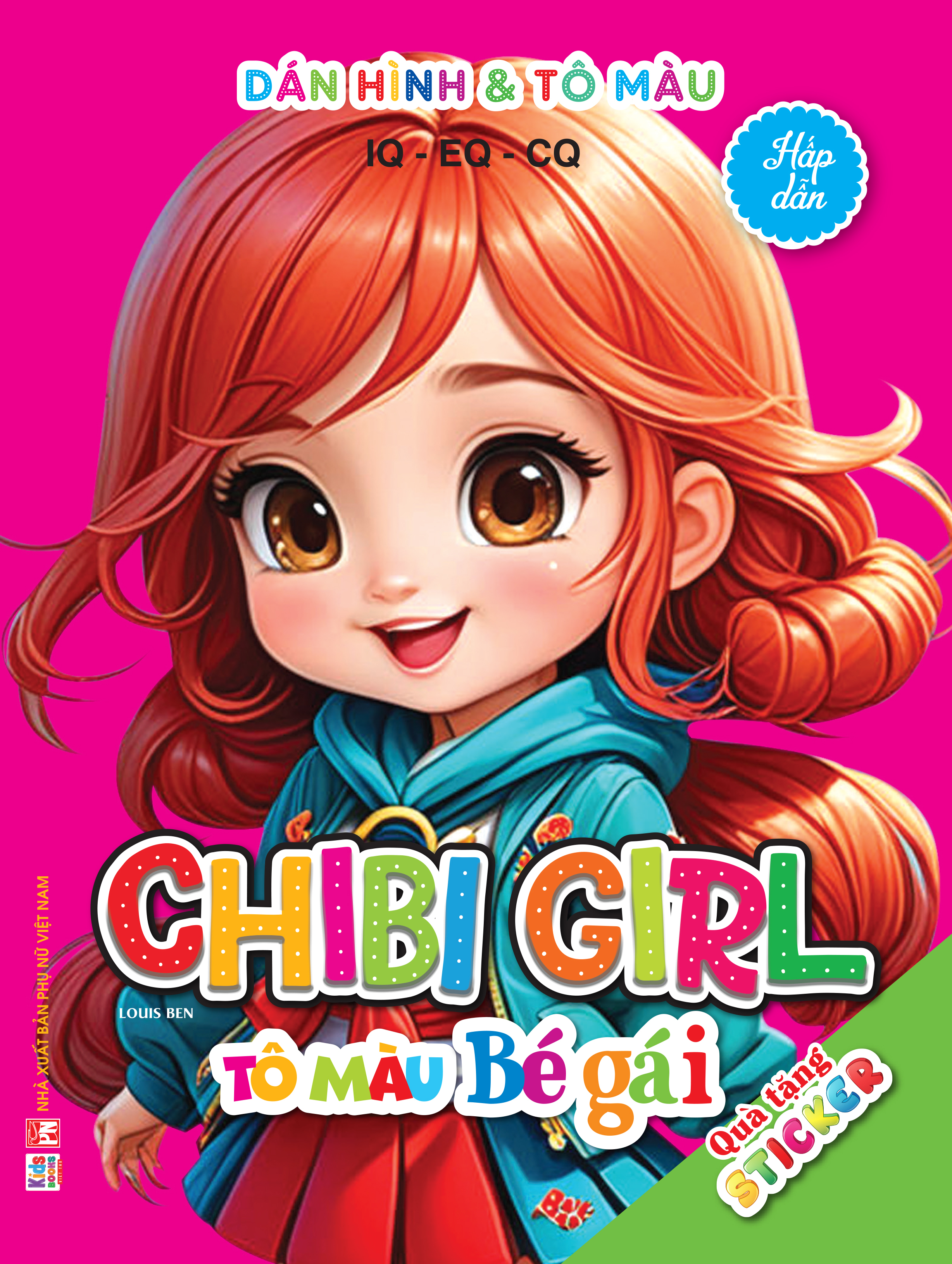 dán hình và tô màu iq-eq-cq - chibi girl - tô màu bé gái - hấp dẫn