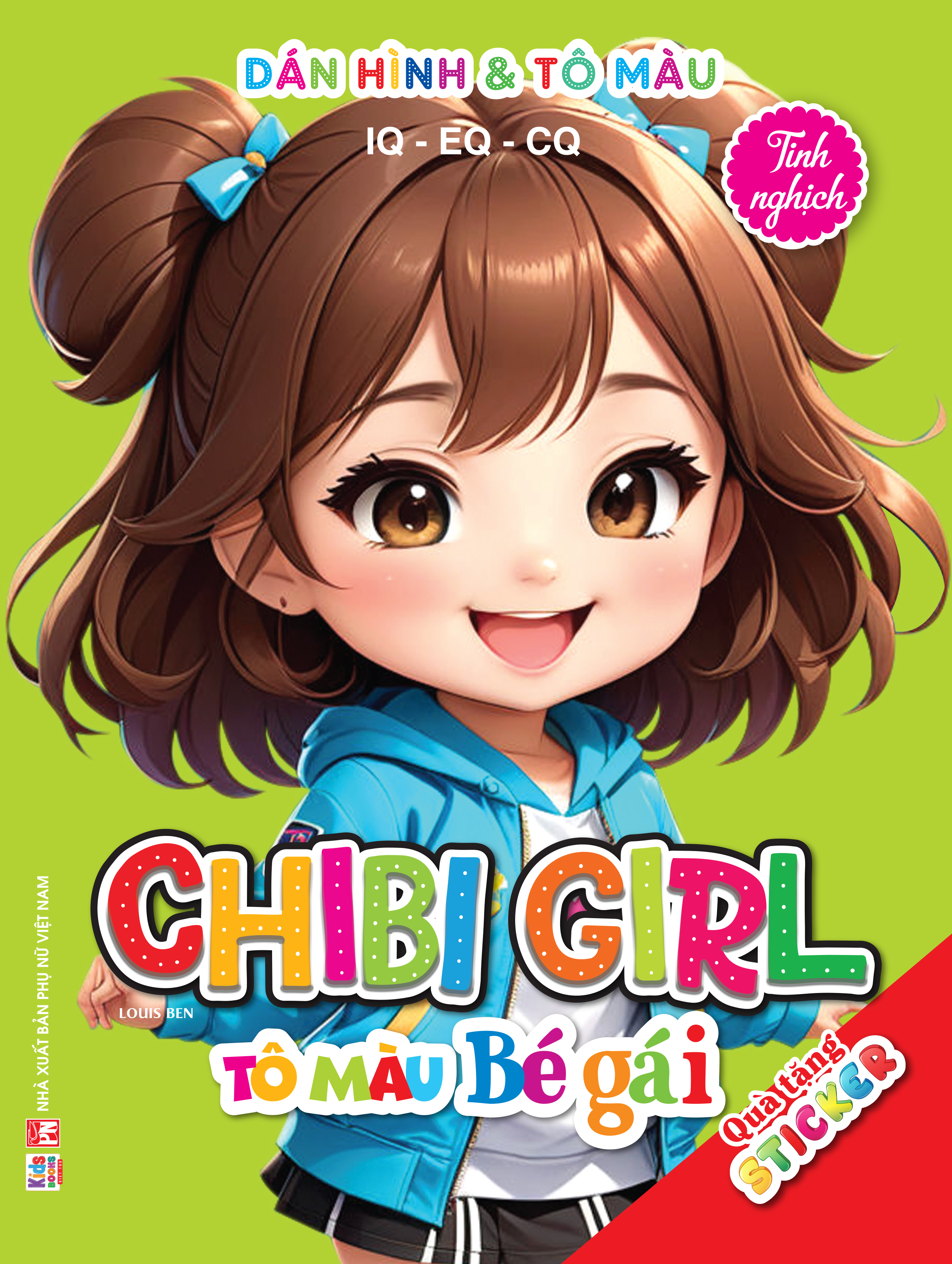 dán hình và tô màu iq-eq-cq - chibi girl - tô màu bé gái - tinh nghịch