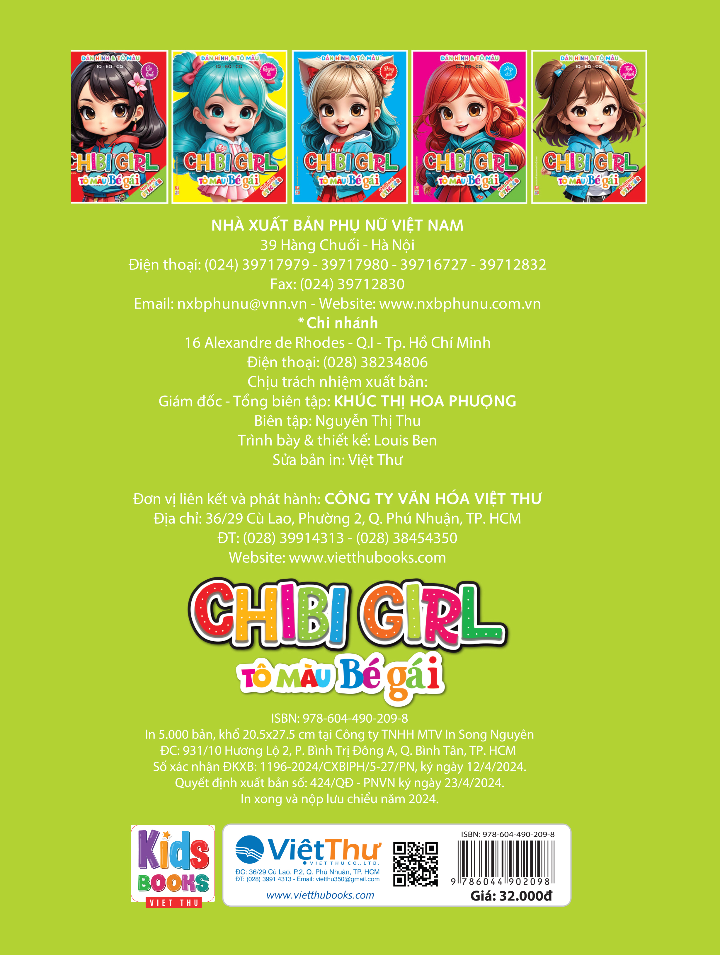 dán hình và tô màu iq-eq-cq - chibi girl - tô màu bé gái - tinh nghịch