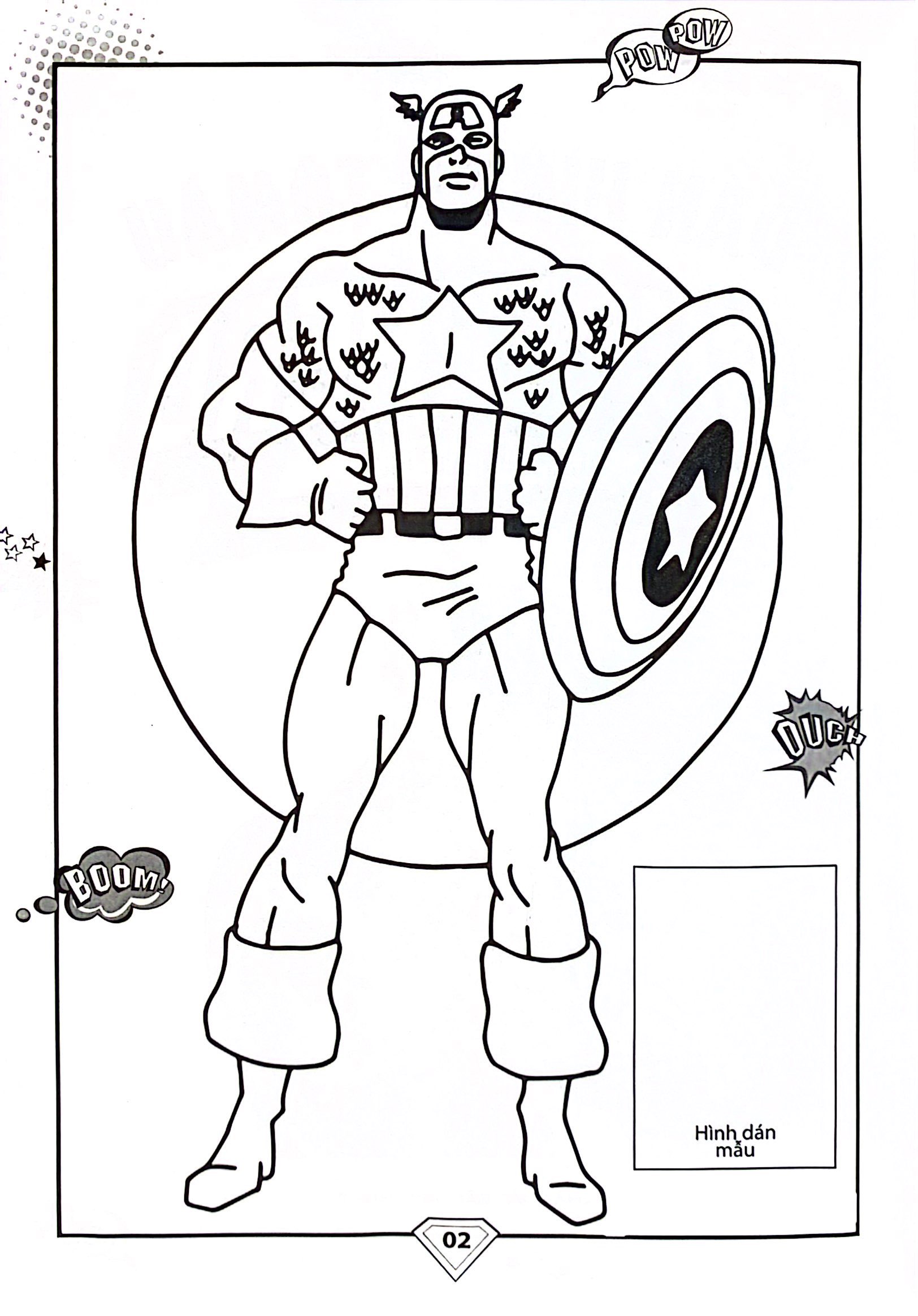 dán hình và tô màu - superhero - captain america (tái bản 2024)