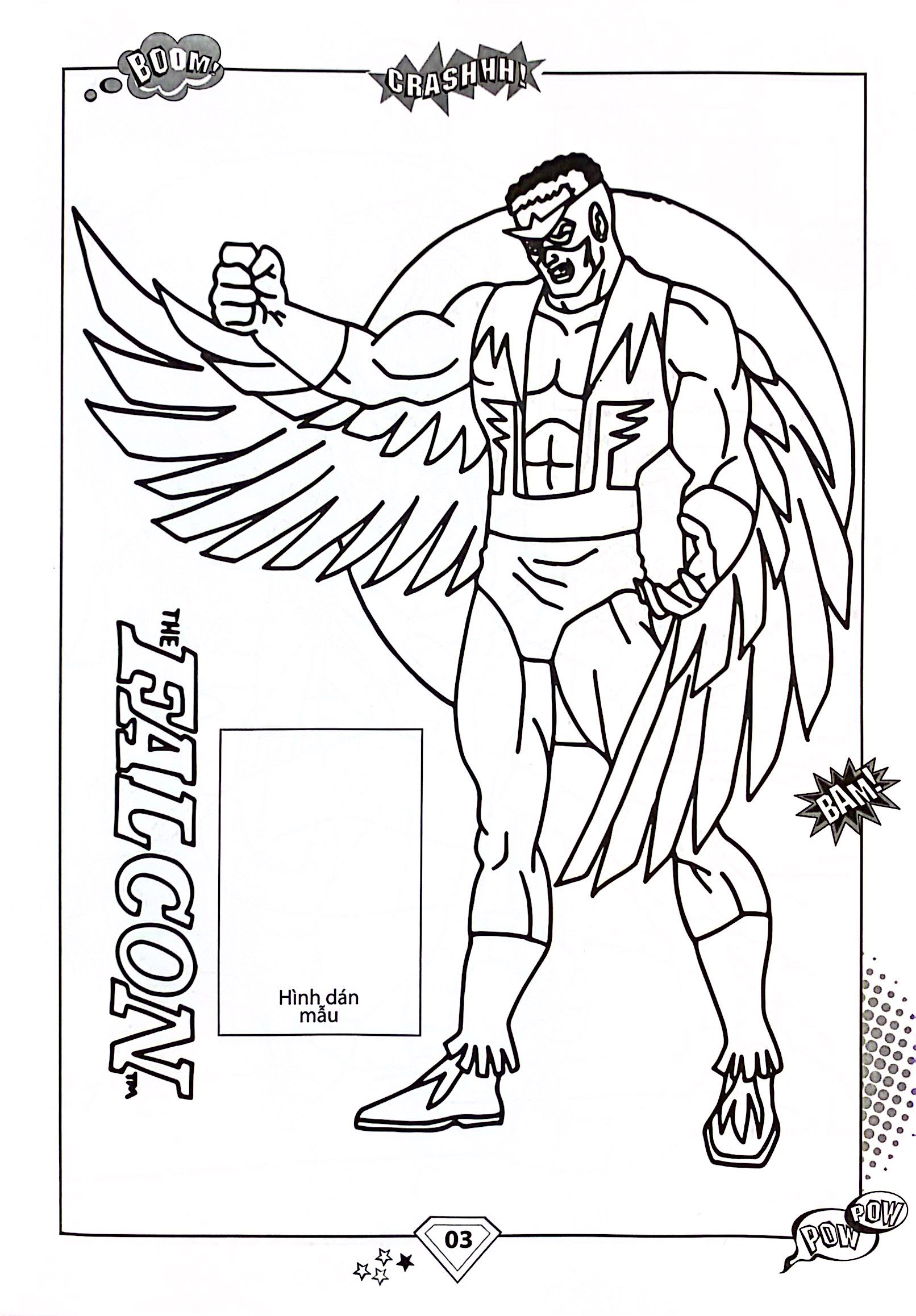 dán hình và tô màu - superhero - captain america (tái bản 2024)