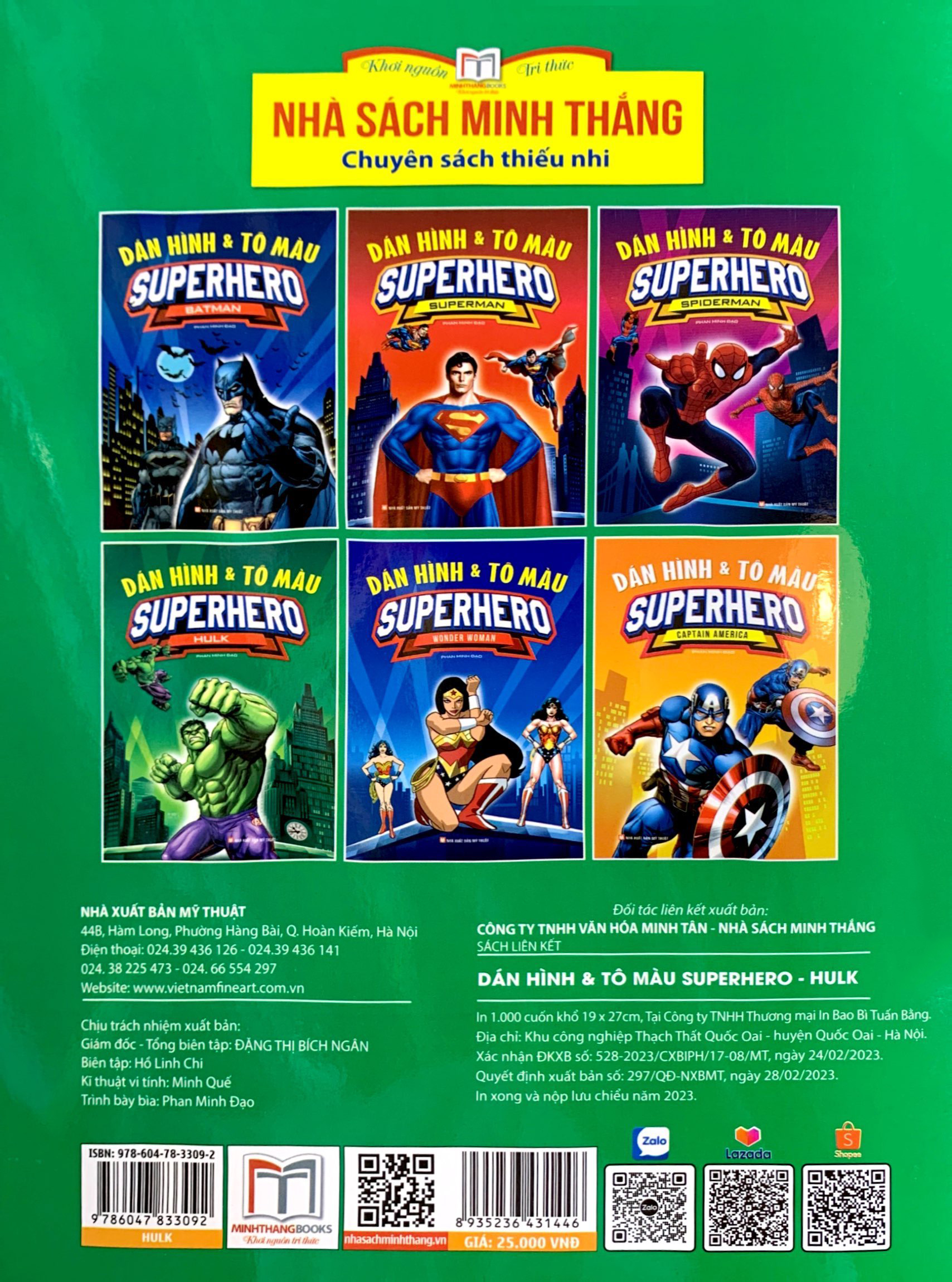 dán hình và tô màu - superhero - hulk (tái bản 2023)