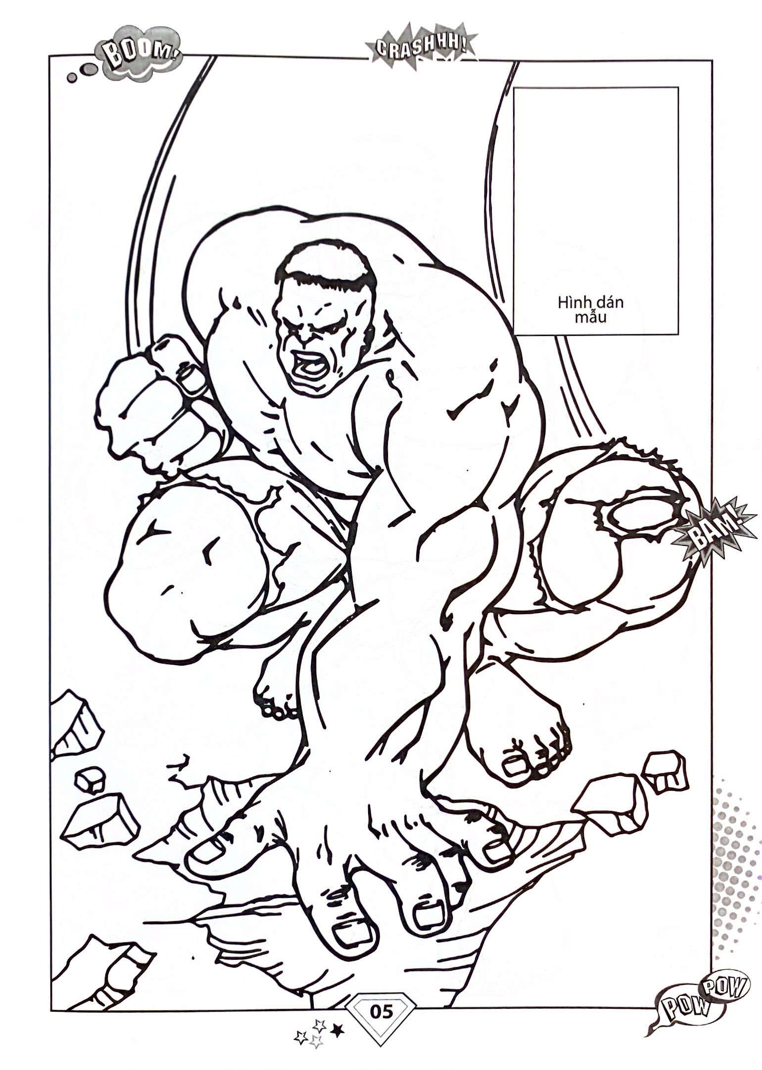 dán hình và tô màu - superhero - hulk (tái bản 2024)