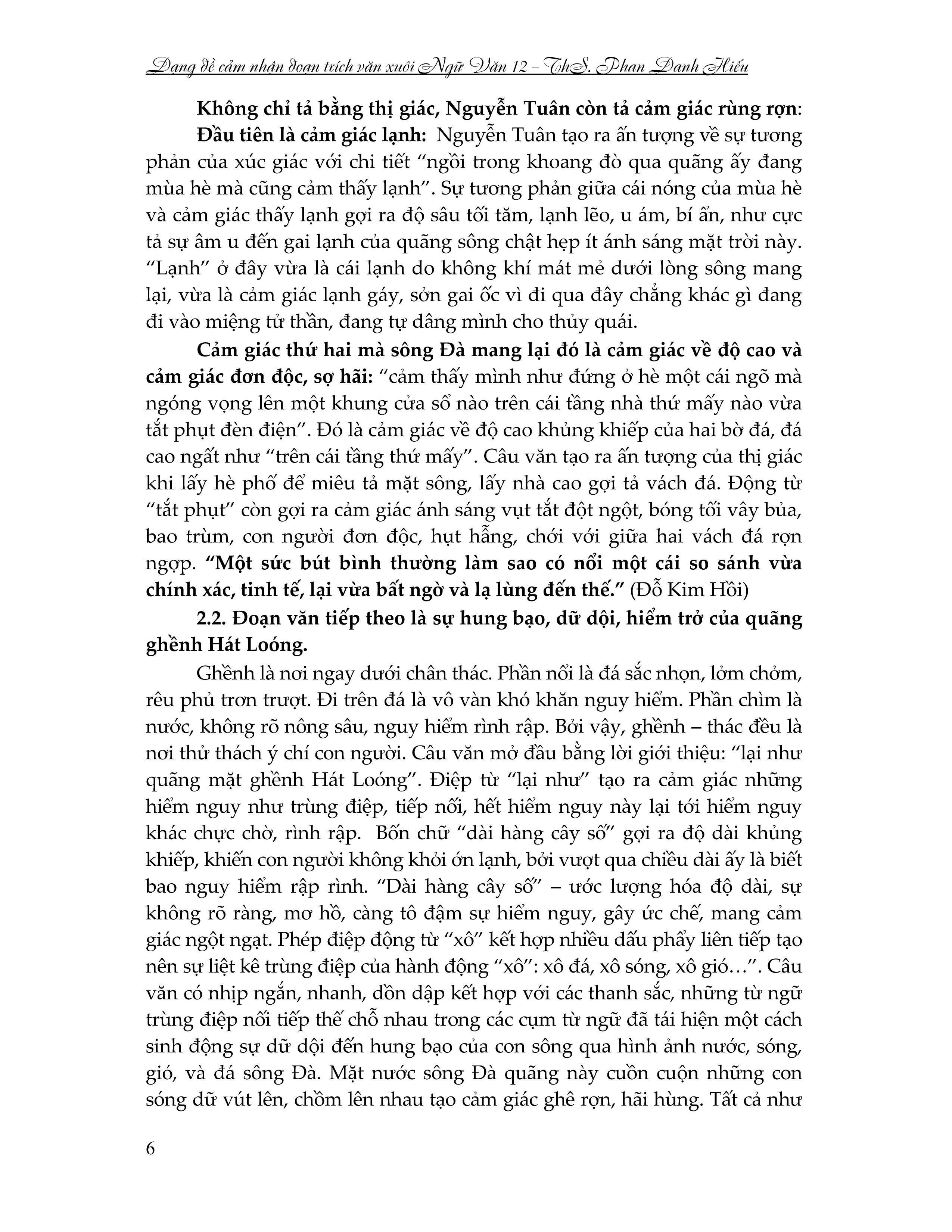 dạng đề cảm nhận đoạn trích văn xuôi ngữ văn 12