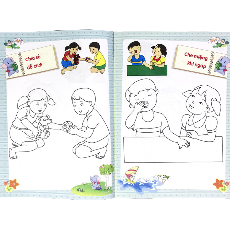 dành cho trẻ mầm non - tập tô màu mẫu giáo - chủ đề kỹ năng sống (2022)