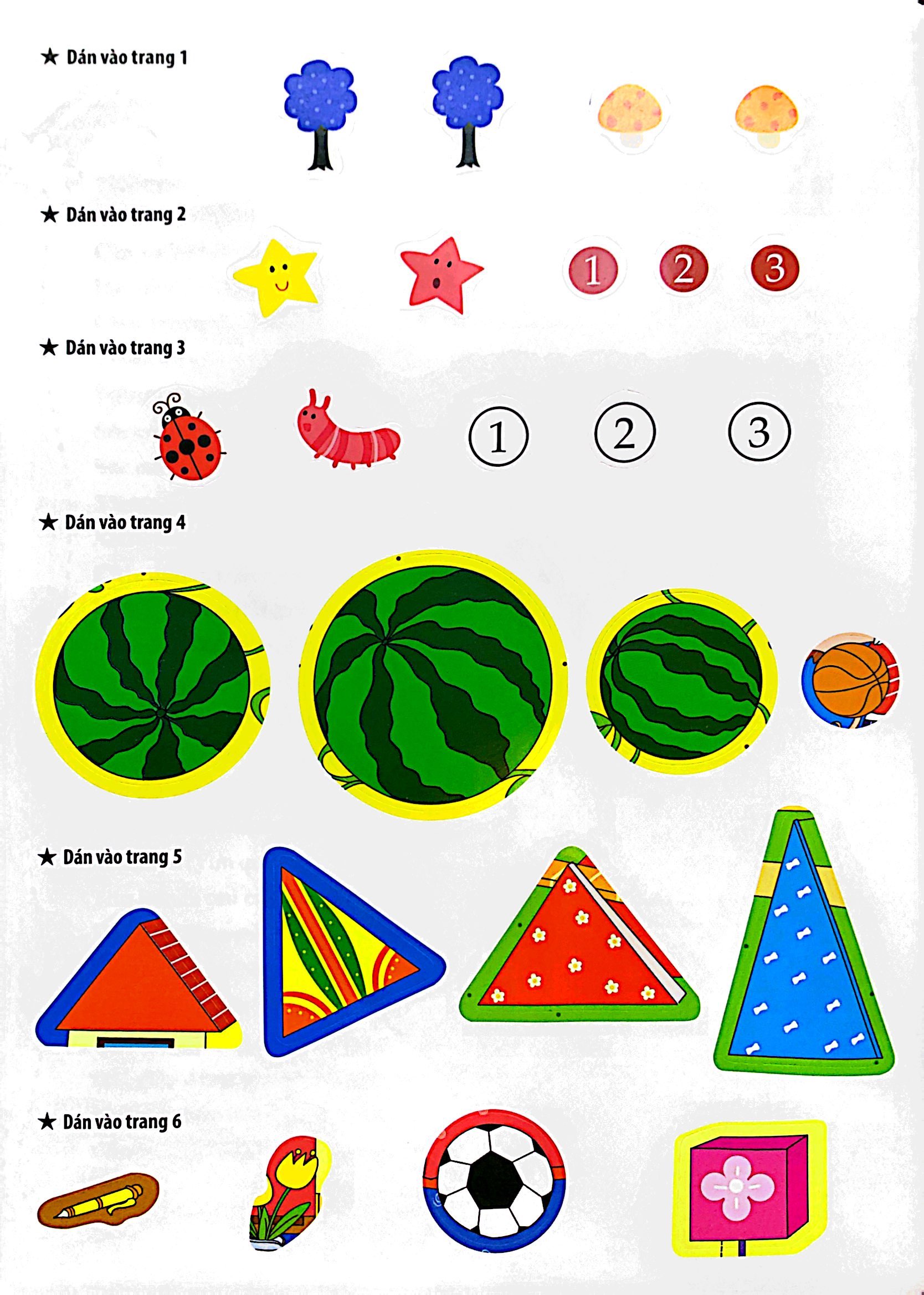 dạo chơi cùng toán học - trò chơi dán giấy (3-4 tuổi)