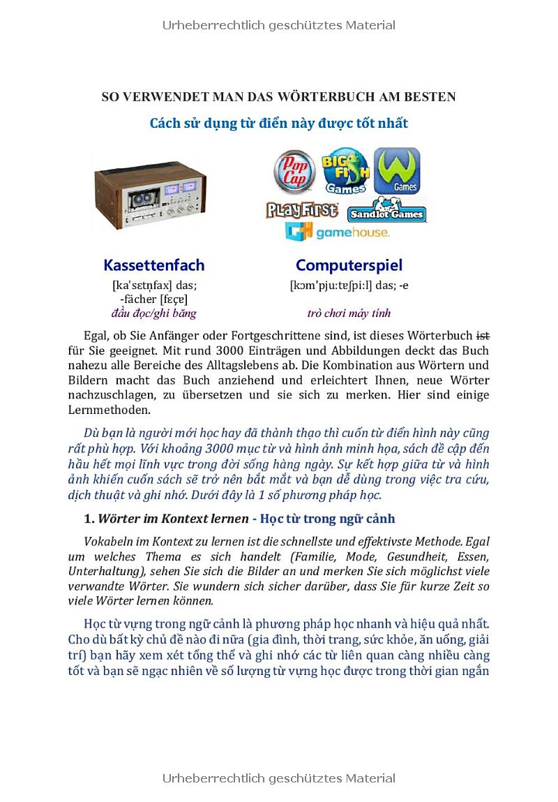 Das Bildworterbuch Deutsch-Vietnamesisch - Tu Dien Duc-Viet Bang Hinh