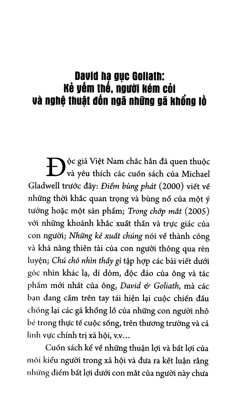 david và goliath - cuộc đối đầu kinh điển và nghệ thuật chiến thắng những gã khổng lồ (tái bản 2024)