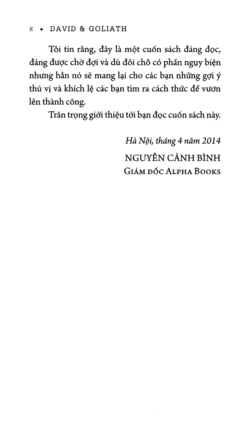david và goliath - cuộc đối đầu kinh điển và nghệ thuật chiến thắng những gã khổng lồ (tái bản 2024)