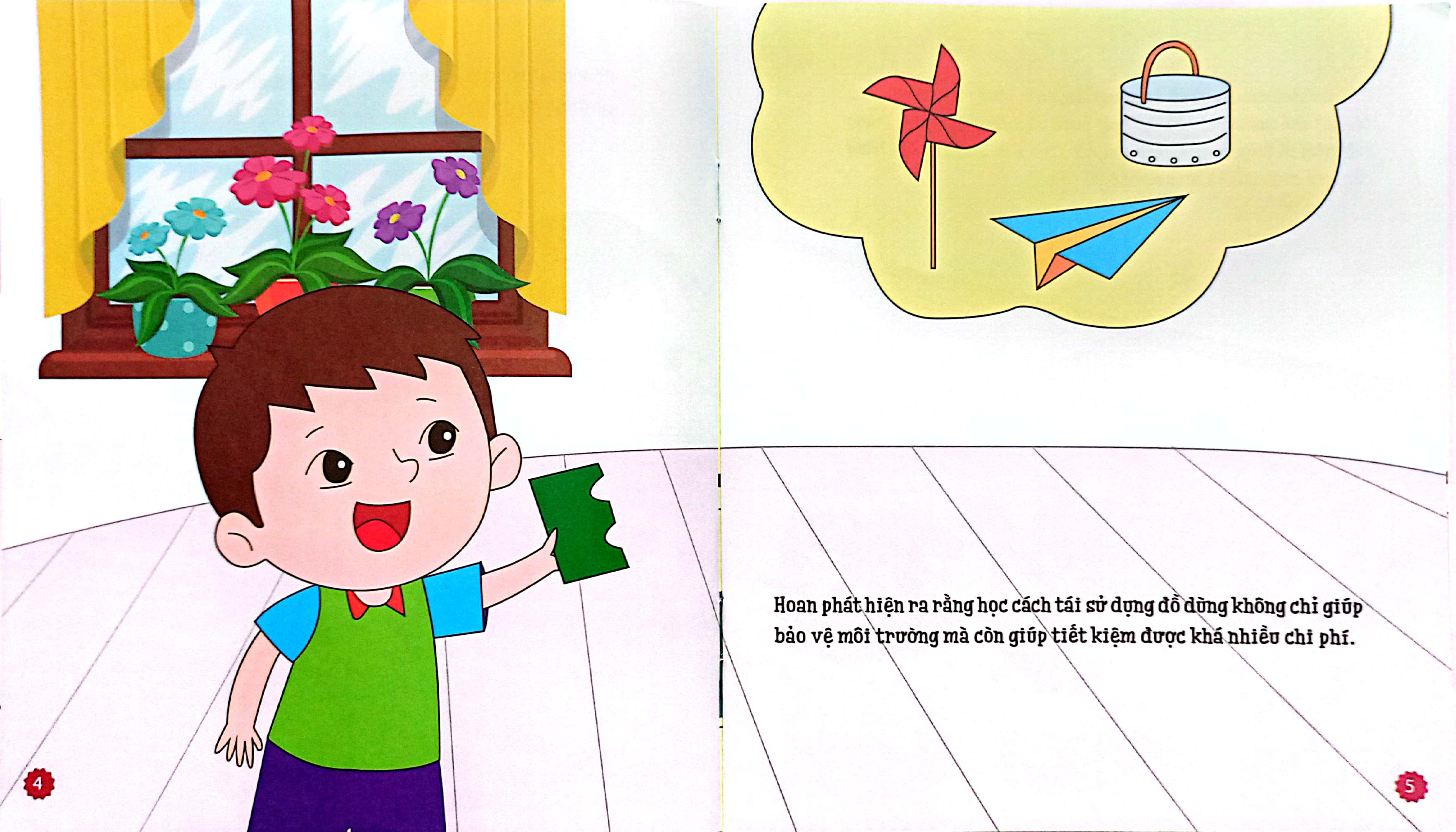 dạy con quản lý tài chính - bé học cách tái sử dụng