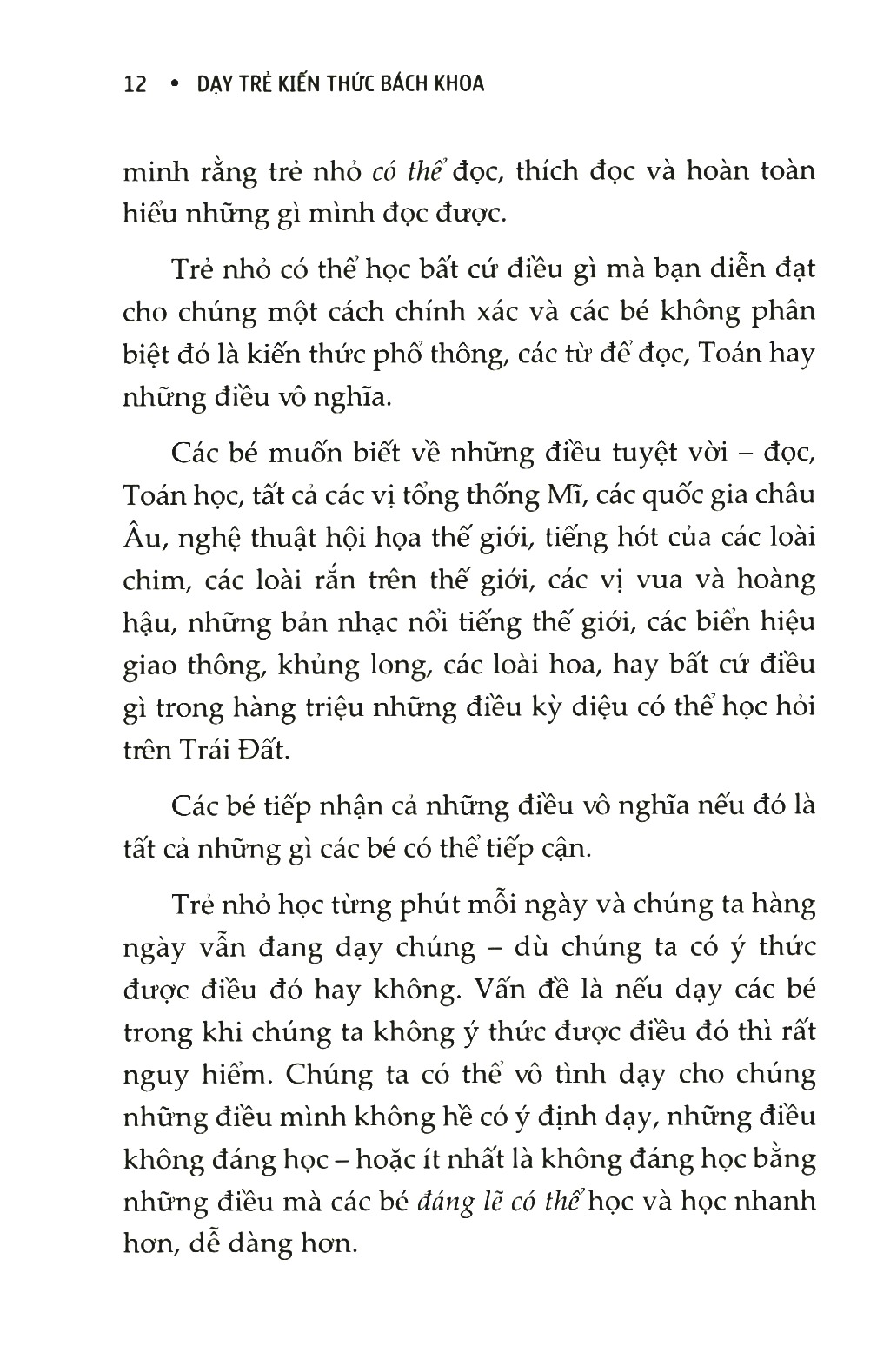 dạy trẻ kiến thức bách khoa