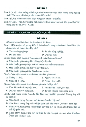 đề kiểm tra, đánh giá lịch sử 8 (bám sát sgk kết nối tri thức với cuộc sống)