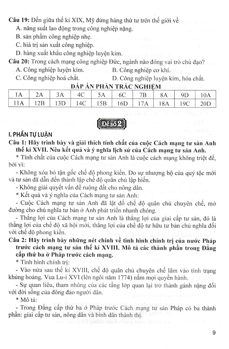 đề kiểm tra, đánh giá lịch sử 8 theo chủ đề (dùng chung cho các bộ sgk hiện hành)