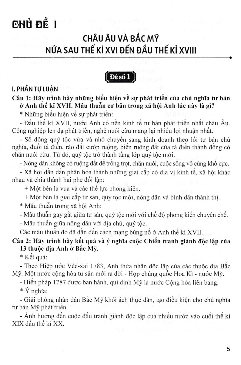 đề kiểm tra, đánh giá lịch sử 8 theo chủ đề (dùng chung cho các bộ sgk hiện hành)