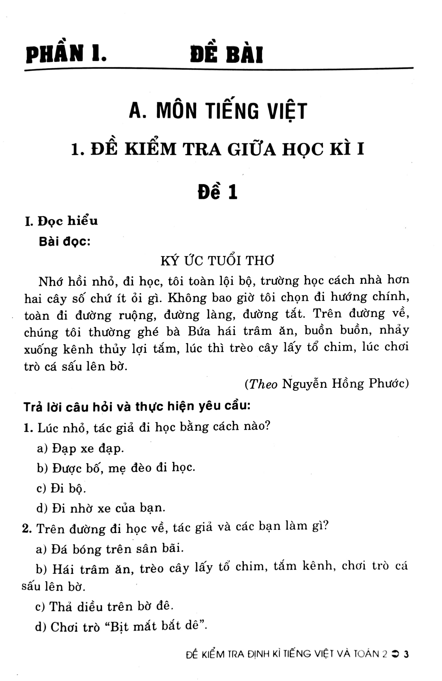 đề kiểm tra định kì tiếng việt và toán 2 (theo chương trình giáo dục phổ thông mới)