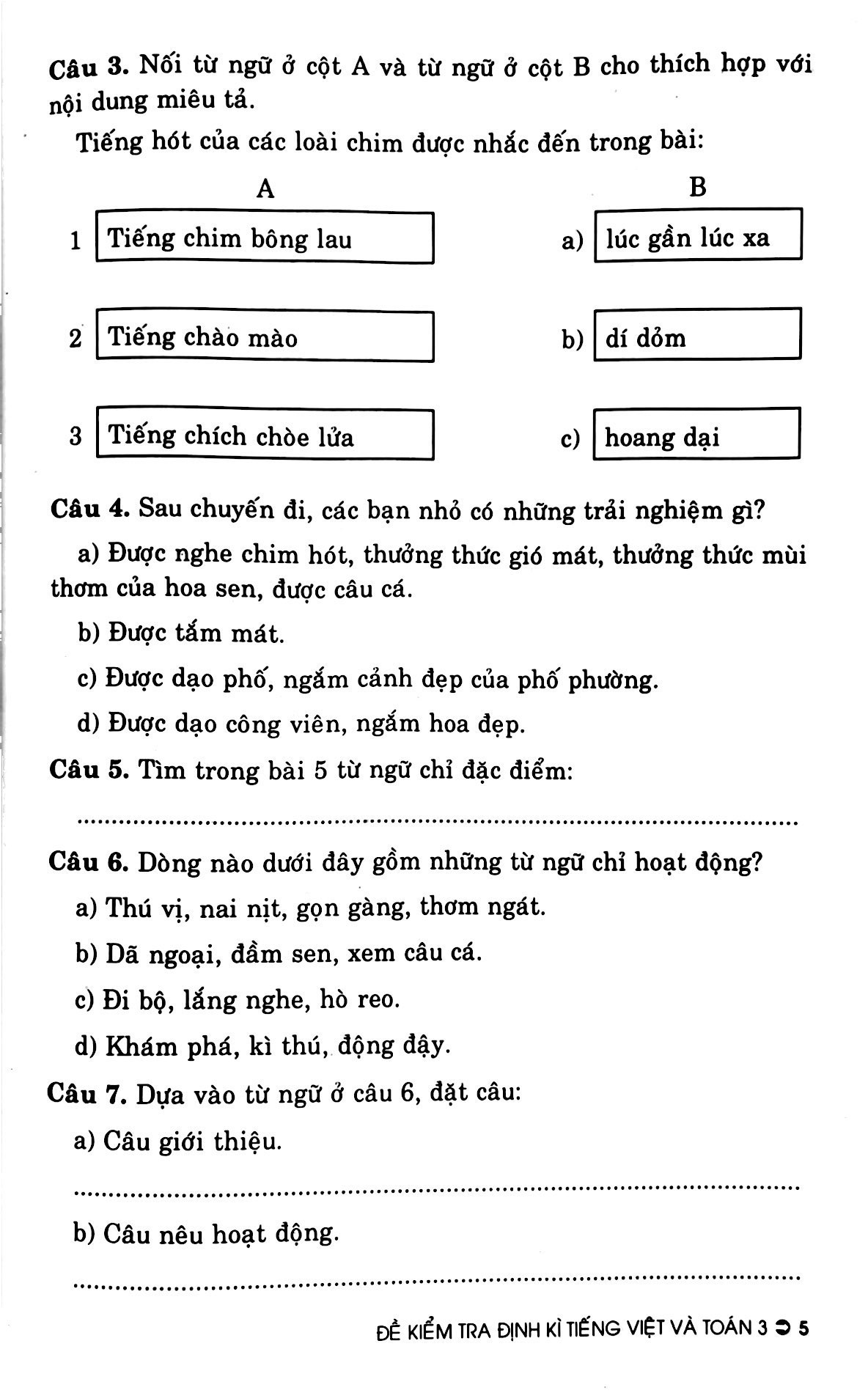 đề kiểm tra định kì tiếng việt và toán 3 (theo chương trình giáo dục phổ thông mới - dùng chung cho các bộ sgk hiện hành)