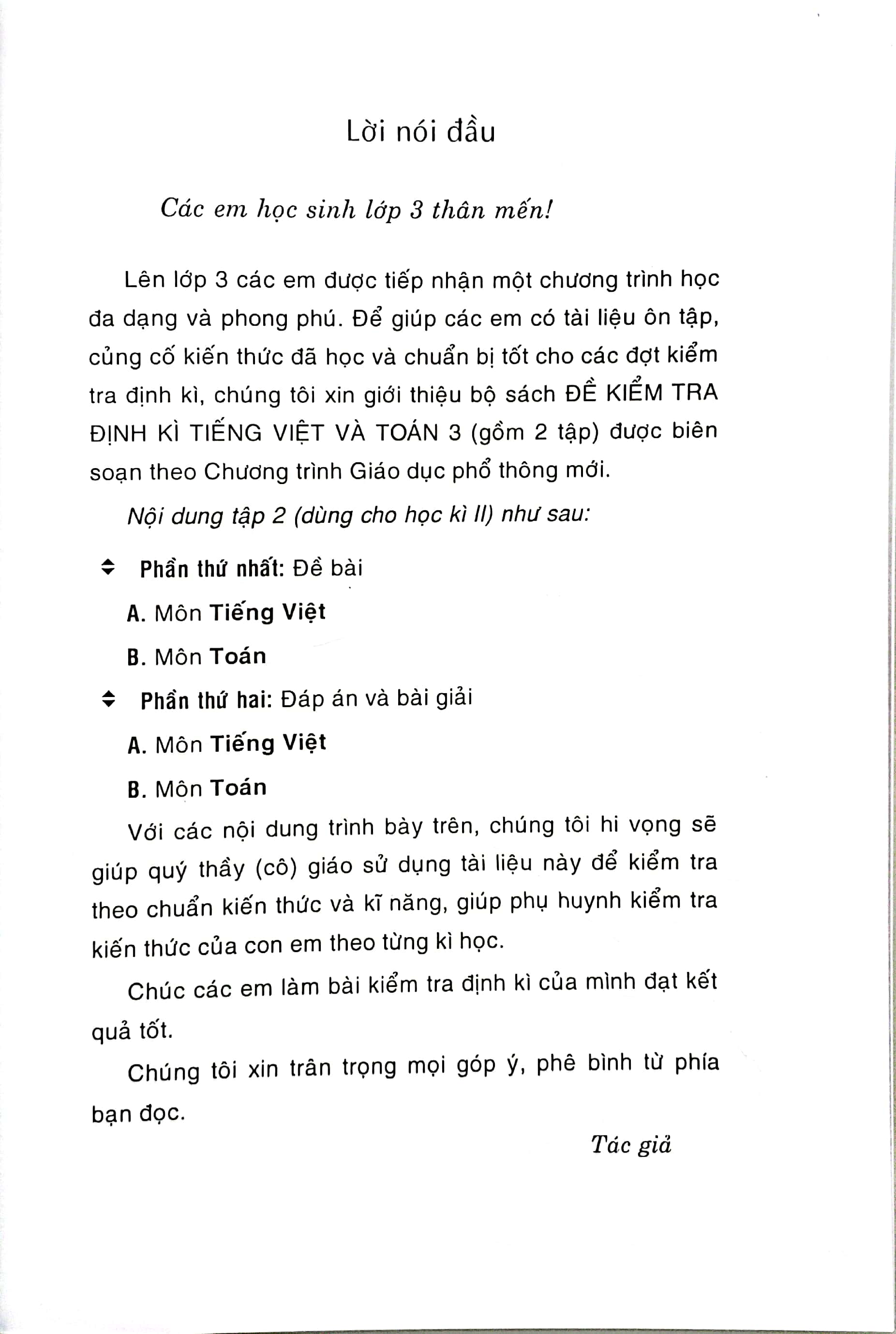 đề kiểm tra định kỳ tiếng việt và toán 3 - tập 2