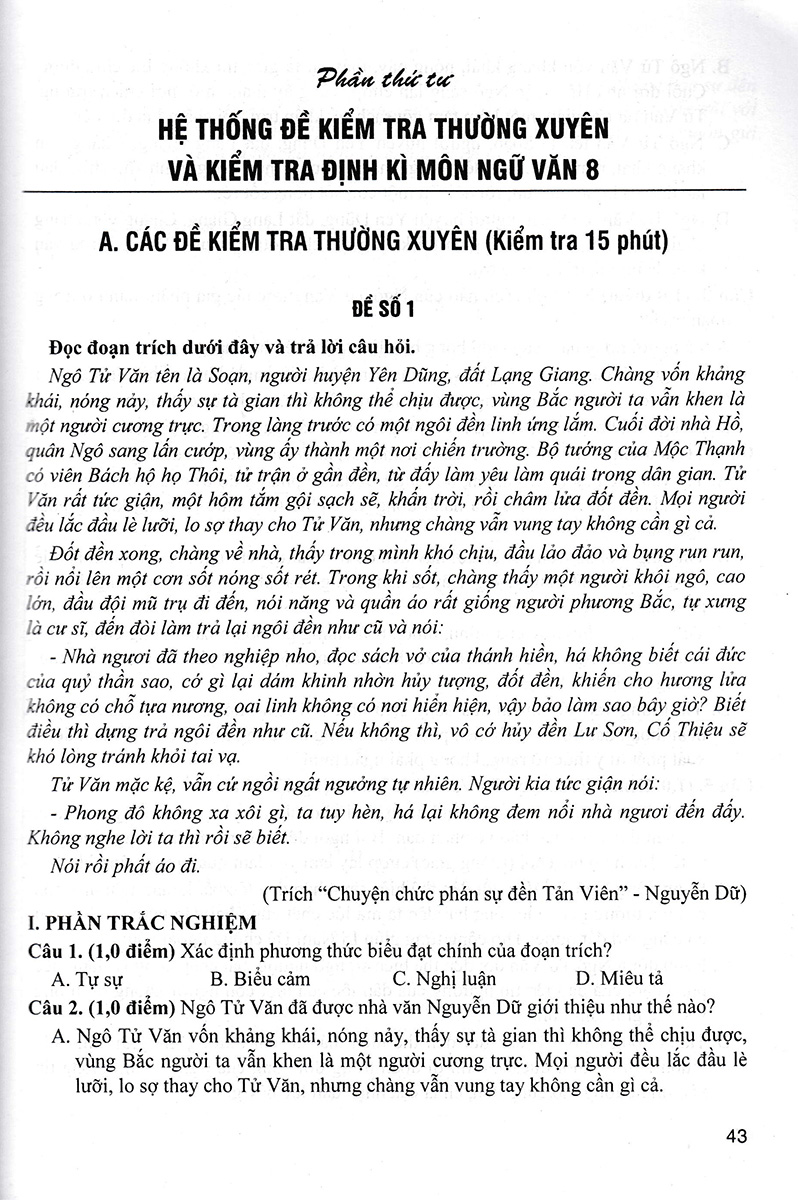 đề kiểm tra ngữ văn 8 (dùng chung cho các bộ sgk hiện hành)