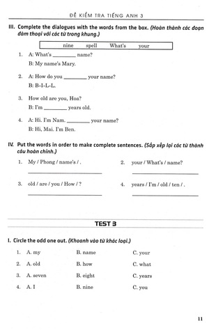 đề kiểm tra tiếng anh 3 (theo chương trình giáo dục phổ thông mới)