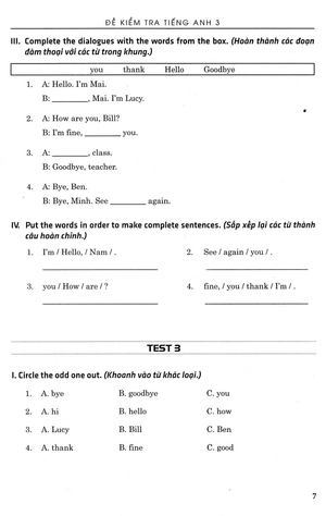 đề kiểm tra tiếng anh 3 (theo chương trình giáo dục phổ thông mới)