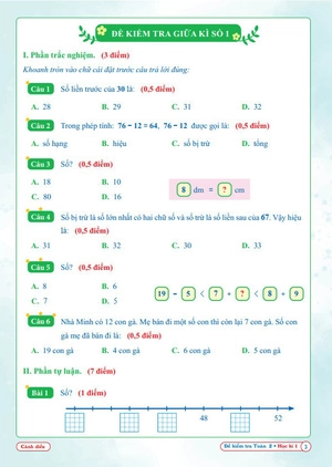 đề kiểm tra toán 2 - học kì 1 (cánh diều)