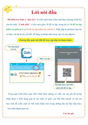 đề kiểm tra toán 2 - học kì 2 (cánh diều)