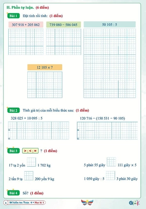đề kiểm tra toán 4 - học kì 1 (cánh diều)