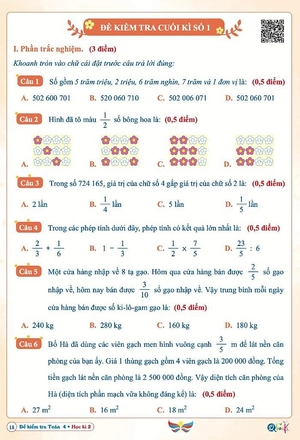 đề kiểm tra toán 4 - học kì 2 (cánh diều)