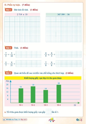 đề kiểm tra toán 4 - học kì 2 (kết nối)