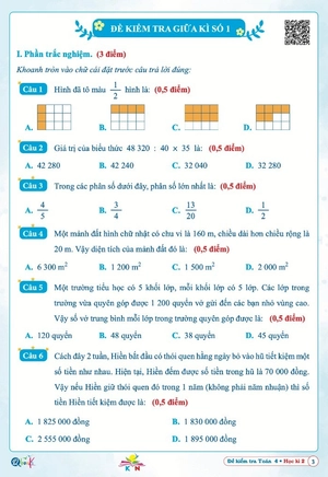 đề kiểm tra toán 4 - học kì 2 (kết nối)