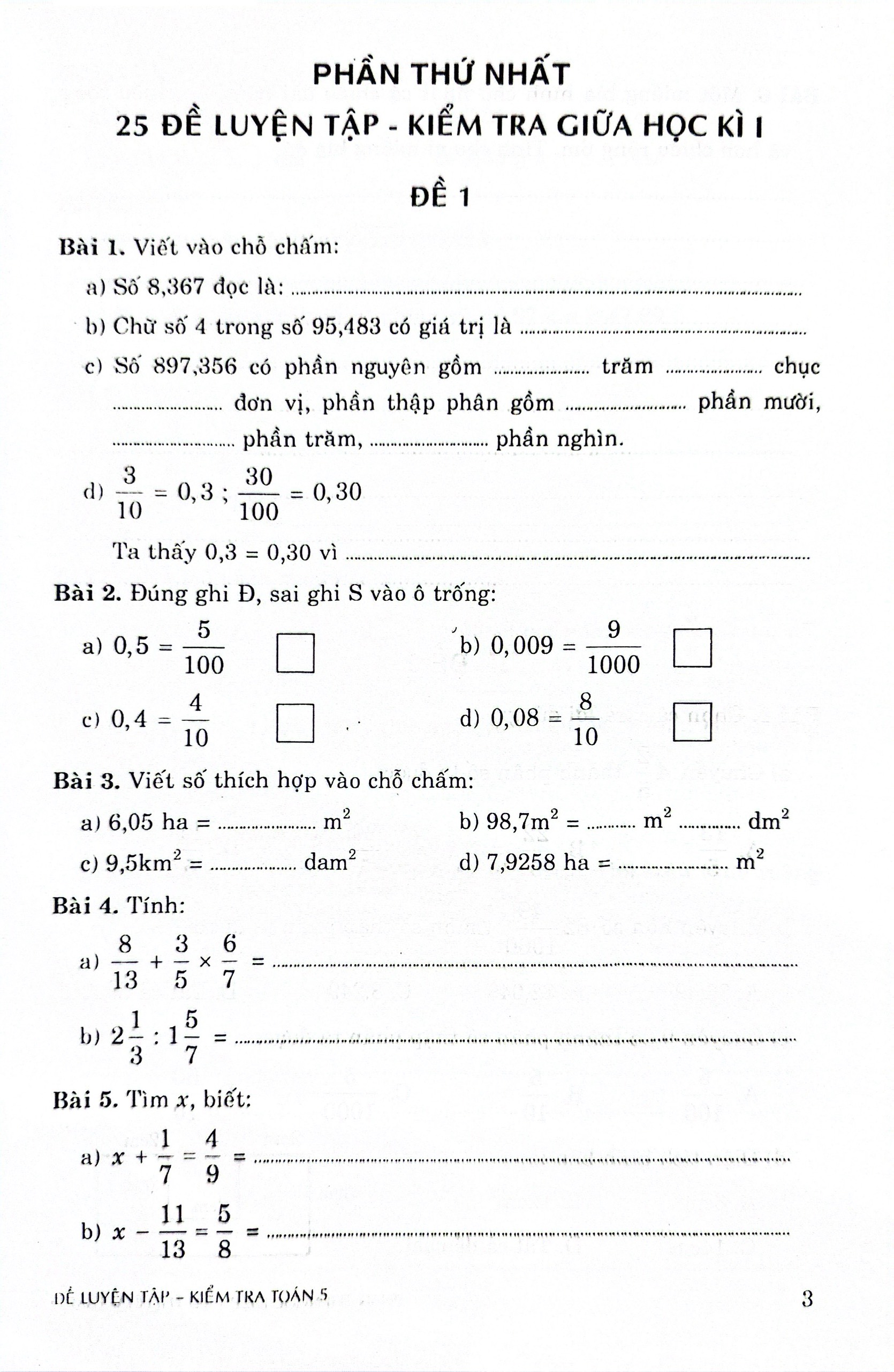 đề luyện tập kiểm tra toán 5 (theo chương trình gdpt mới)