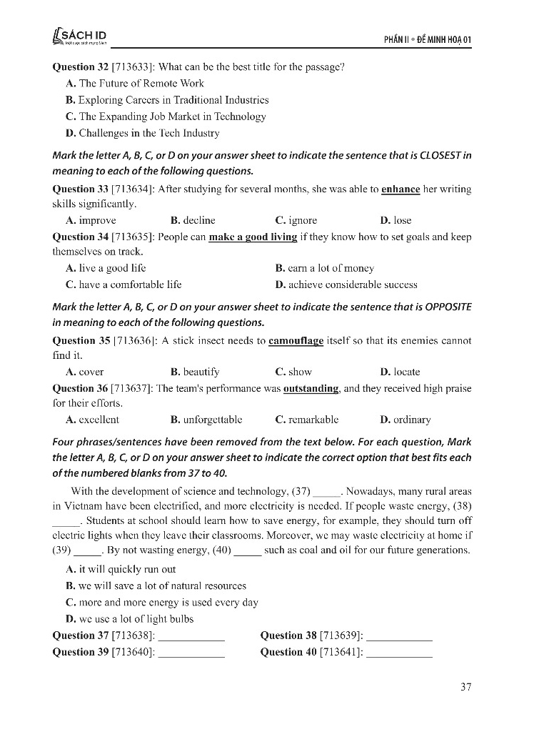 đề minh họa thi vào 10