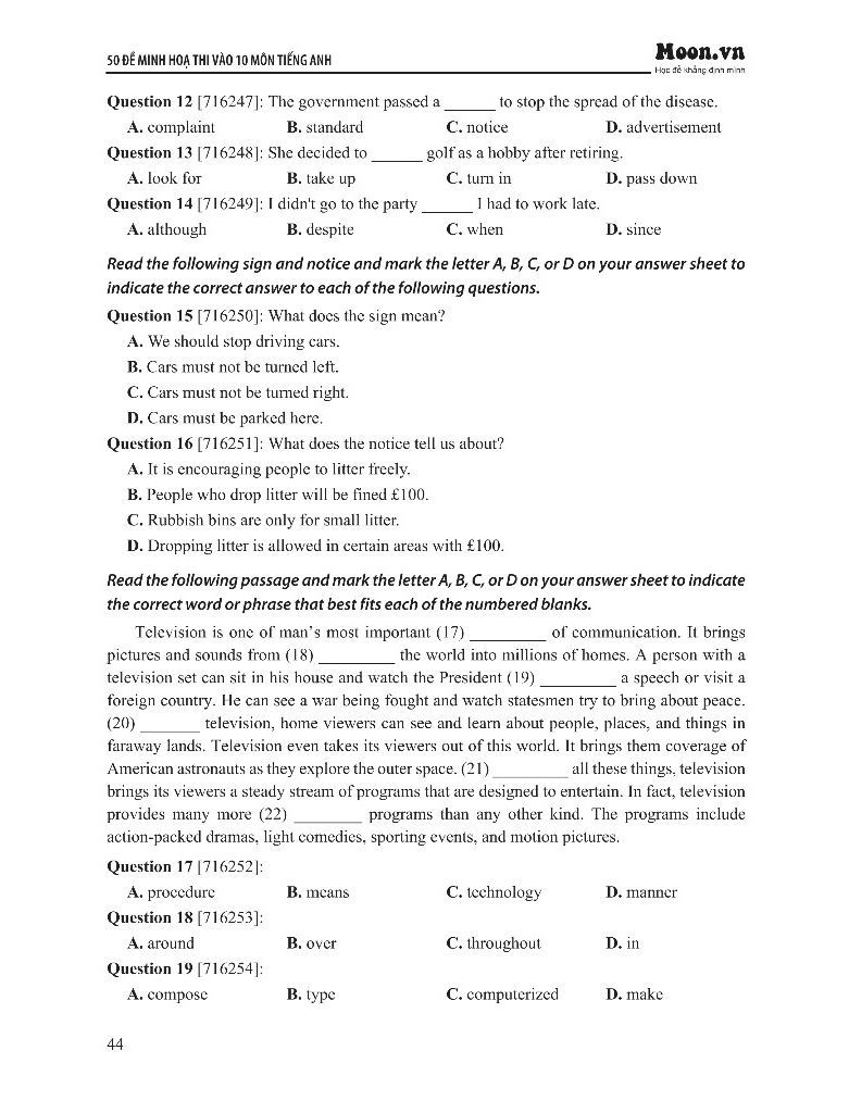 đề minh họa thi vào 10