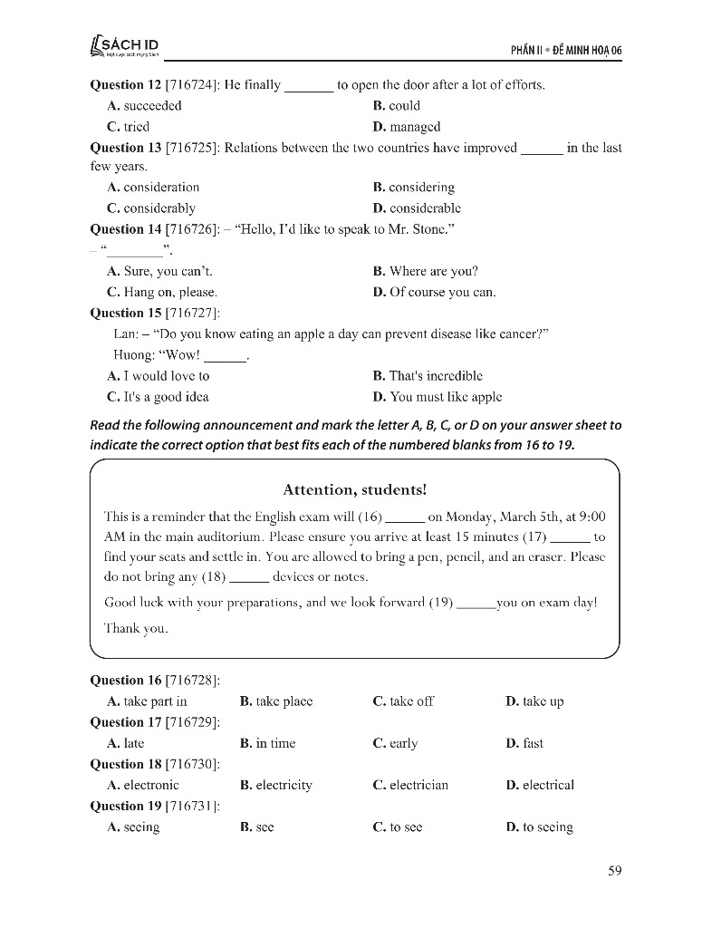đề minh họa thi vào 10