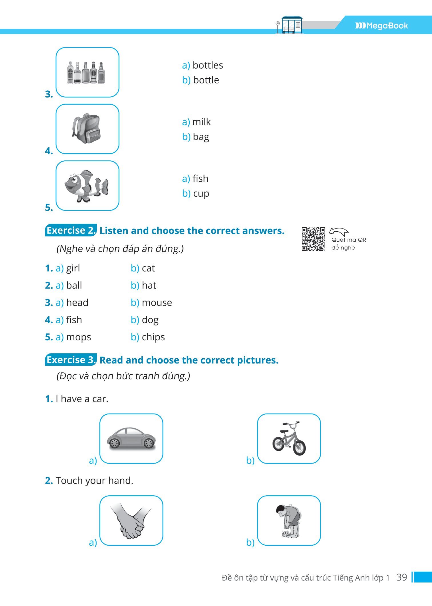đề ôn tập từ vựng và cấu trúc tiếng anh lớp 1